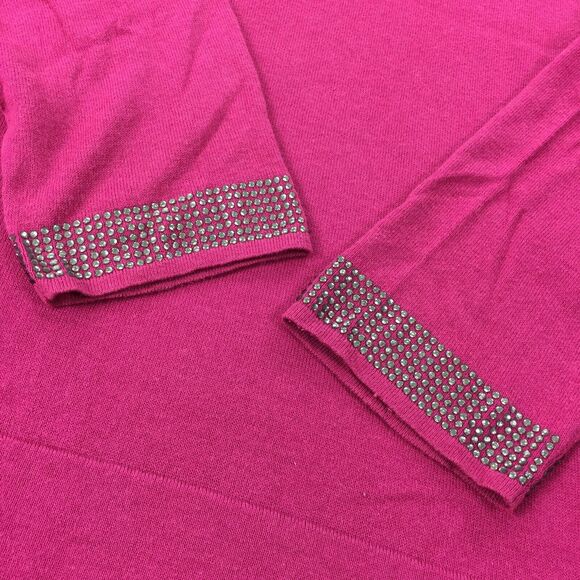 Dana Buchman Knit Sweater Blouse Size 1X Womens Dark Pink Rhinestone Tunic Top - Picture 5 of 12